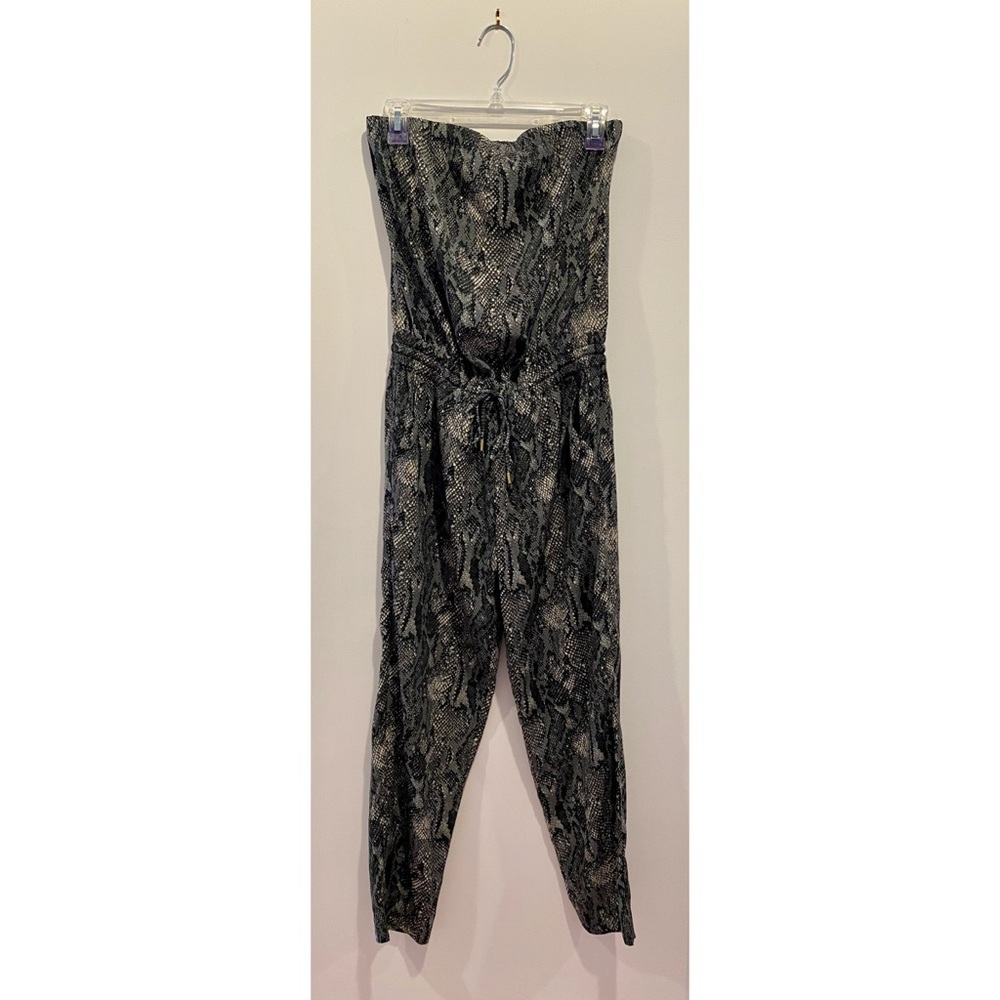 Express Strapless snakeskin jumpsuit